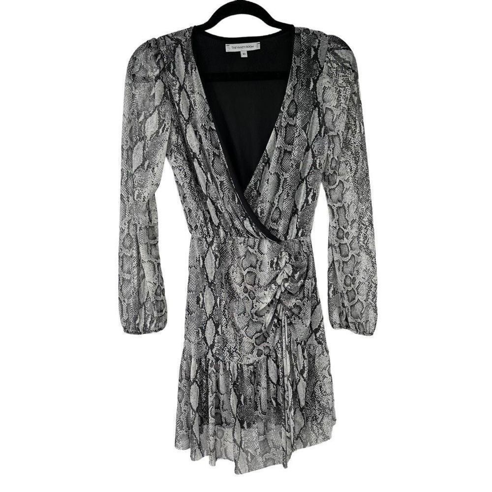 The‎ Vanity Room Snakeskin Print Long Sleeve Mini Dress Womens XS